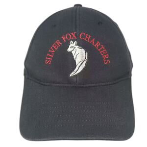 Nu-Fit Silver Fox Charters Baseball Cap Black Red Hat XL Homer Alaska Stretch